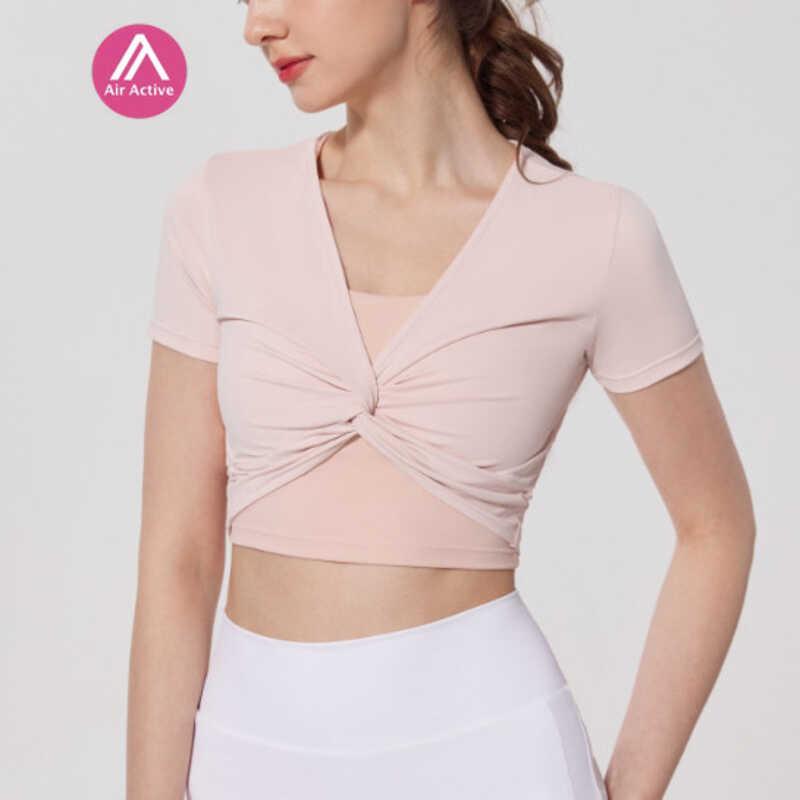 Áo Crop Top Thể Thao Yoga, Thiết Kế Xoắn, Nhanh Khô, Thích Hợp Khiêu Vũ Và Pilates, Mặc Nam Sport Thun Đồng 0