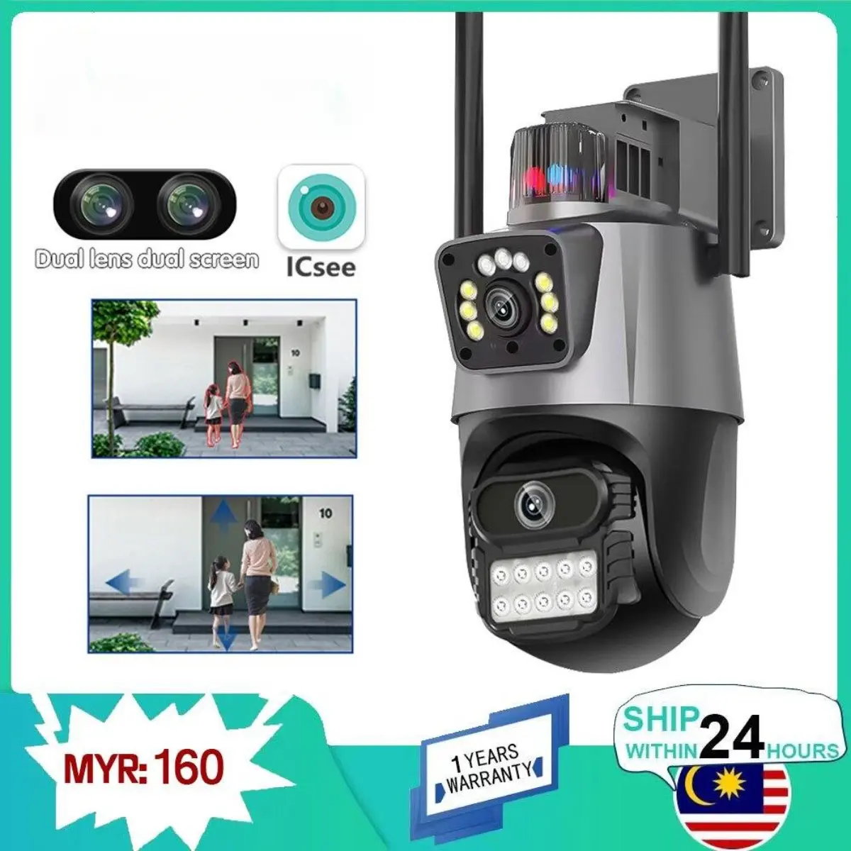 Camera an ninh IP, ngoài trời, độ phân giải HD 8MP, hỗ trợ WiFi kép và chế độ 4K, tầm nhìn ban đêm, IP66, camera quan sát, nói chuyện hai chiều, phát hiện chuyển động, đi kèm với ứng dụng