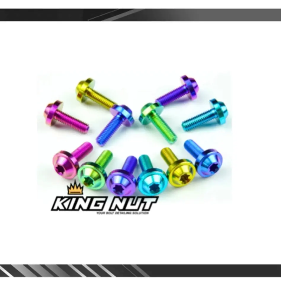 Baut titanium 5x15 big head baut titanium drat 8 panjang 1,5cm