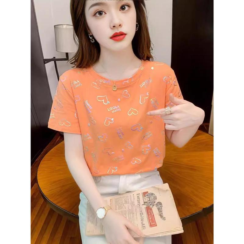 Bán chạy, in ấn áo sơ mi của phụ nữ, in ấn tay áo ngắn, hàn quốc mới, hào phóng mềm dẻo, đồ họa, phù hợp với các sinh viên văn phòng, một loạt các lựa chọn phong cách, áo sơ mi cỡ lớn của phụ nữ Voi Women Top Voan Shirt 3