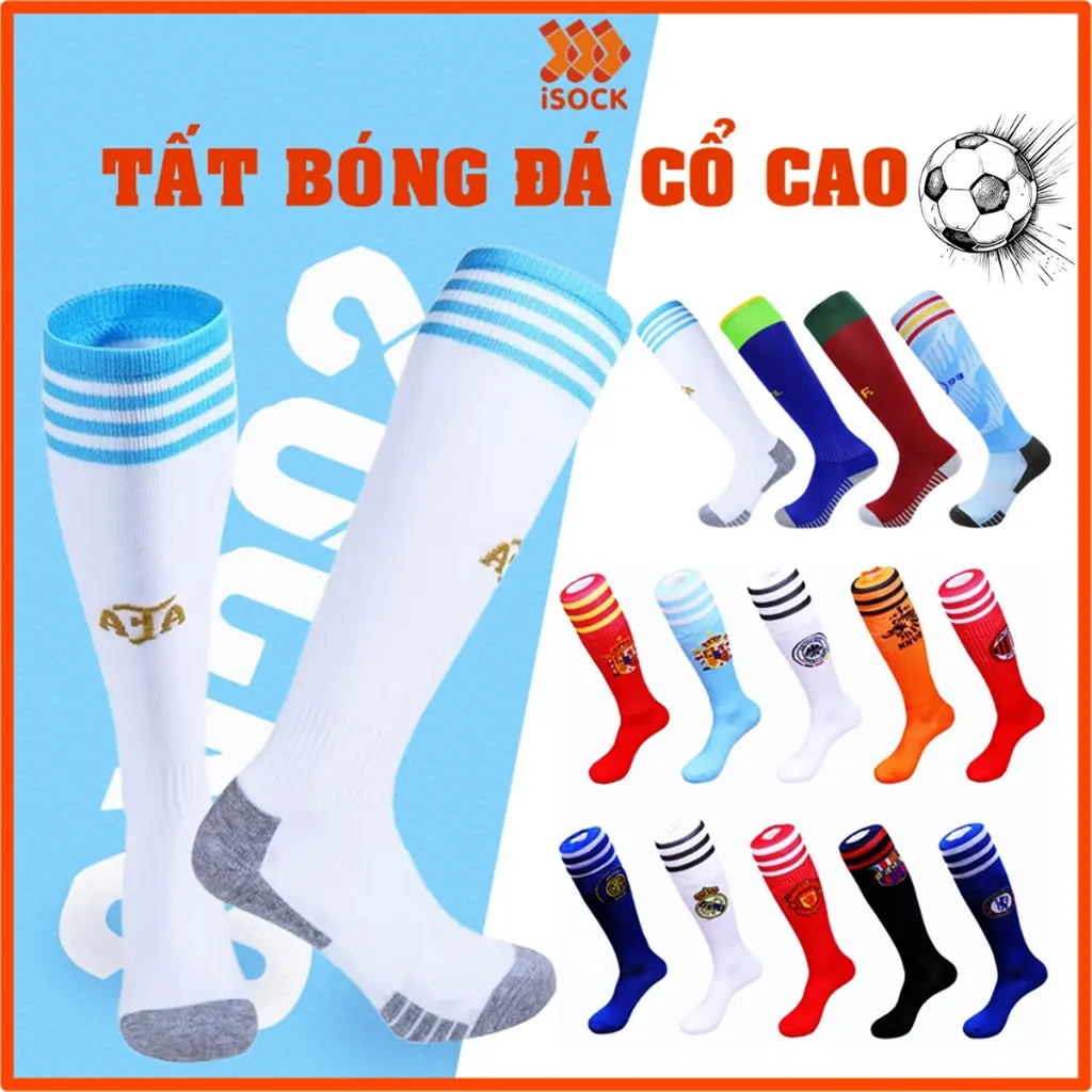 Vớ Bóng Đá Trẻ Em Tất Đá Banh Chống Trơn Trượt Cổ Cao Ngắn Lửng Dài Qua Gối Tất Thể Thao Nam Nữ Chính Hãng tatclb 2.0
