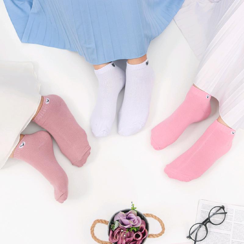 LUSINAN Kaus kaki dewasa pendek Matakaki Panda kaos kaki ankle cute wanita remaja dewasa Katun Putih dan banyak warna Nyaman Hitam Coklat dan banyak warna 5