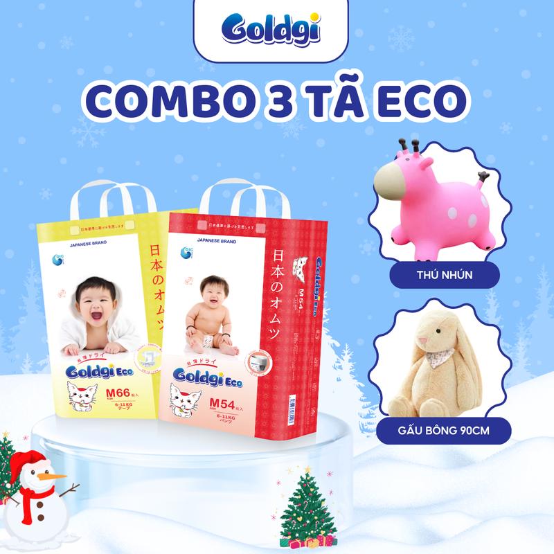 Combo 3 bịch Goldgi Eco đủ size Bỉm Chất lượng cho Bé kèm quà