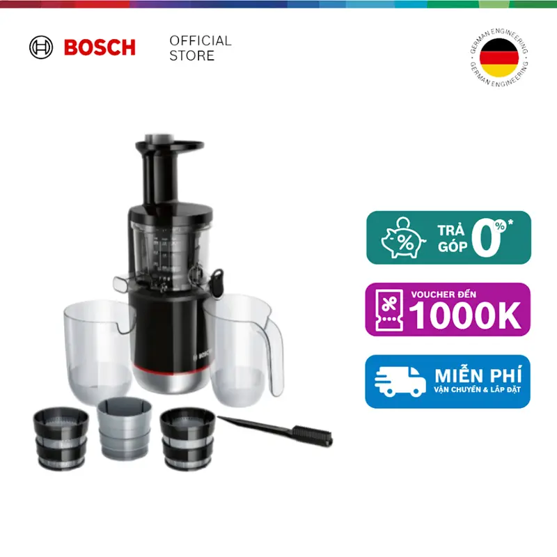Máy ép chậm Bosch MESM731M 150W 3 bộ lọc (đen) - Hàng chính hãng 0