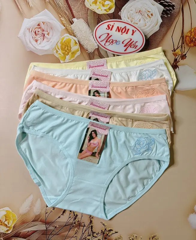 Combo 10 Quần Lót (3265) Cotton In Hoa Hồng Nổi Điệu Đà Nữ Tính (Size 45-55 Kg) Thun Women 1