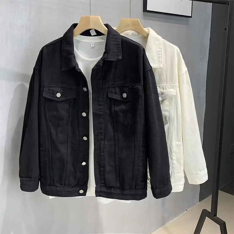 Men and women's denim jacket, loose, black, street style, high, stylish, national, versatile, casual, hip-hop