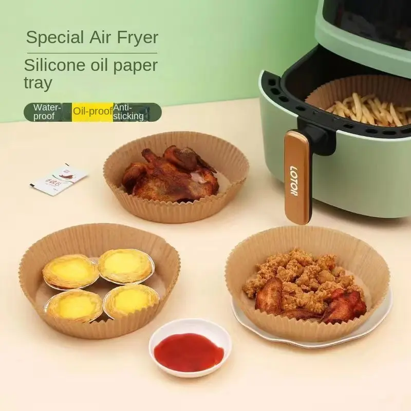 Disposable Heat-Resistant Liners - Air Fryer Paper with Non-Stick Coating, Round and Square Food-Grade Sheets for Easy Maintenance