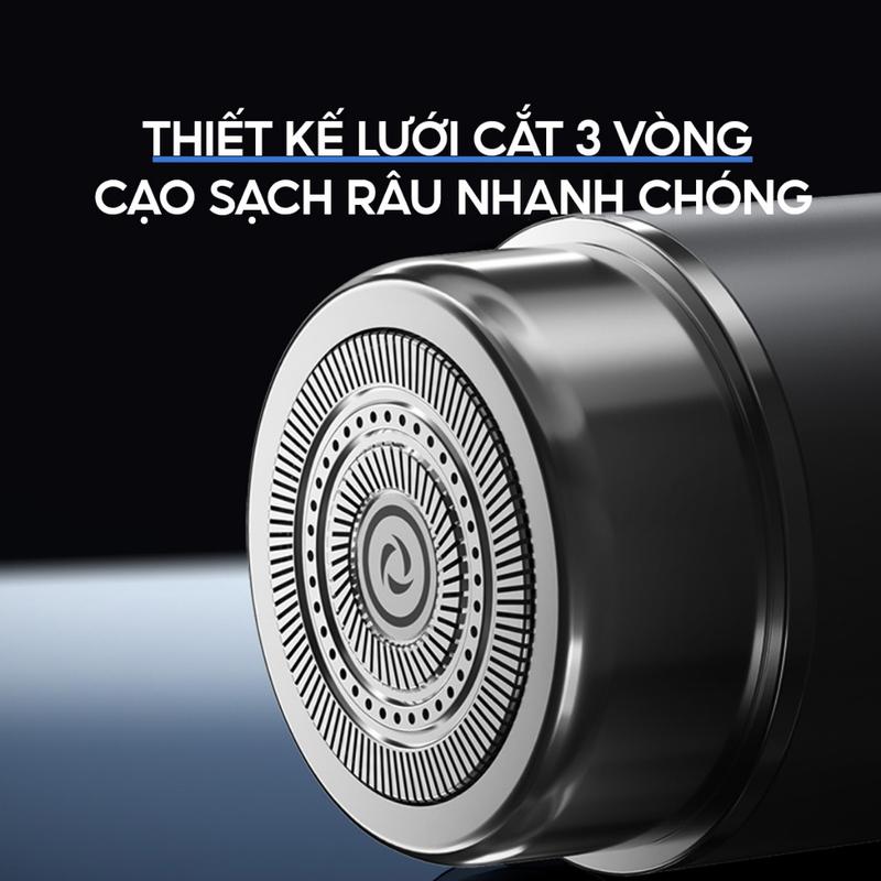 Máy cạo râu siêu mini Enchen Z3 lưỡi dao 3 vòng tự mài, cạo khô & ướt, chống kẹt râu, pin cực trâu 5
