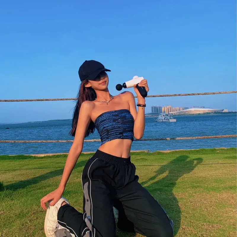 [HTK 1650 People] Y2g Millennium Hot Girls Tide Hip Hop Kerchief Can Do Tube Top Wrapped Chest Sweet Cool Style Square Scarf Asian Culture Country Korean Fried Street Fashion