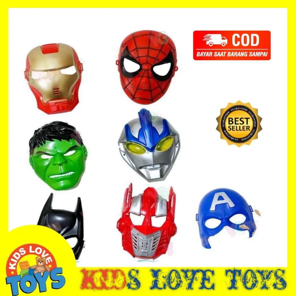 MAINAN ANAK TOPENG SUPERHERO SPIDERMAN CAPTAIN AMERICA BATMAN ULTRAMAN SUPERMAN PROMO TERMURAH COD KLT