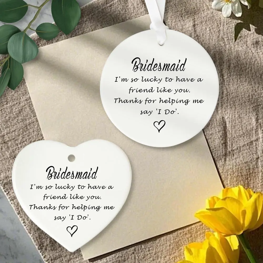 Bridesmaid Gift, 2 Counts/set Ceramic Heart & Round Shaped Ornament, Bridesmaid Gift, Creative Party Favors for Wedding, Party, Anniversary