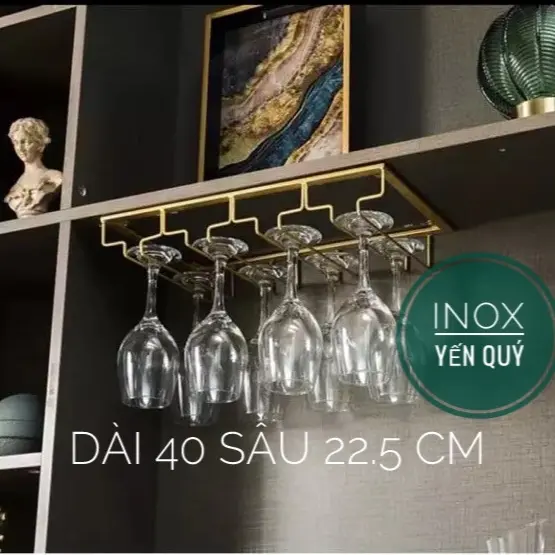 30/40/50/60/70/80cm Giá Treo Ly Rượu Vang Gắn Tủ Bếp Tiện Lợi màu đen và màu vàng 3