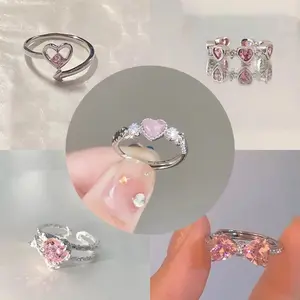 COD Cincin Mata Kucing Imitasi Cinta Desain Manis dan Cincin Berlian Halus - SO