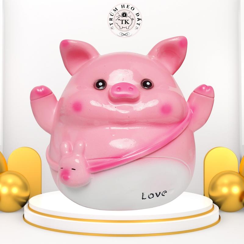  Heo Đất Tiết Kiệm Mẫu HEO LOVE ĐEO TÚI SIZE TO siêu cute Đựng Tiền Ống Heo Ống Tiết Kiệm 