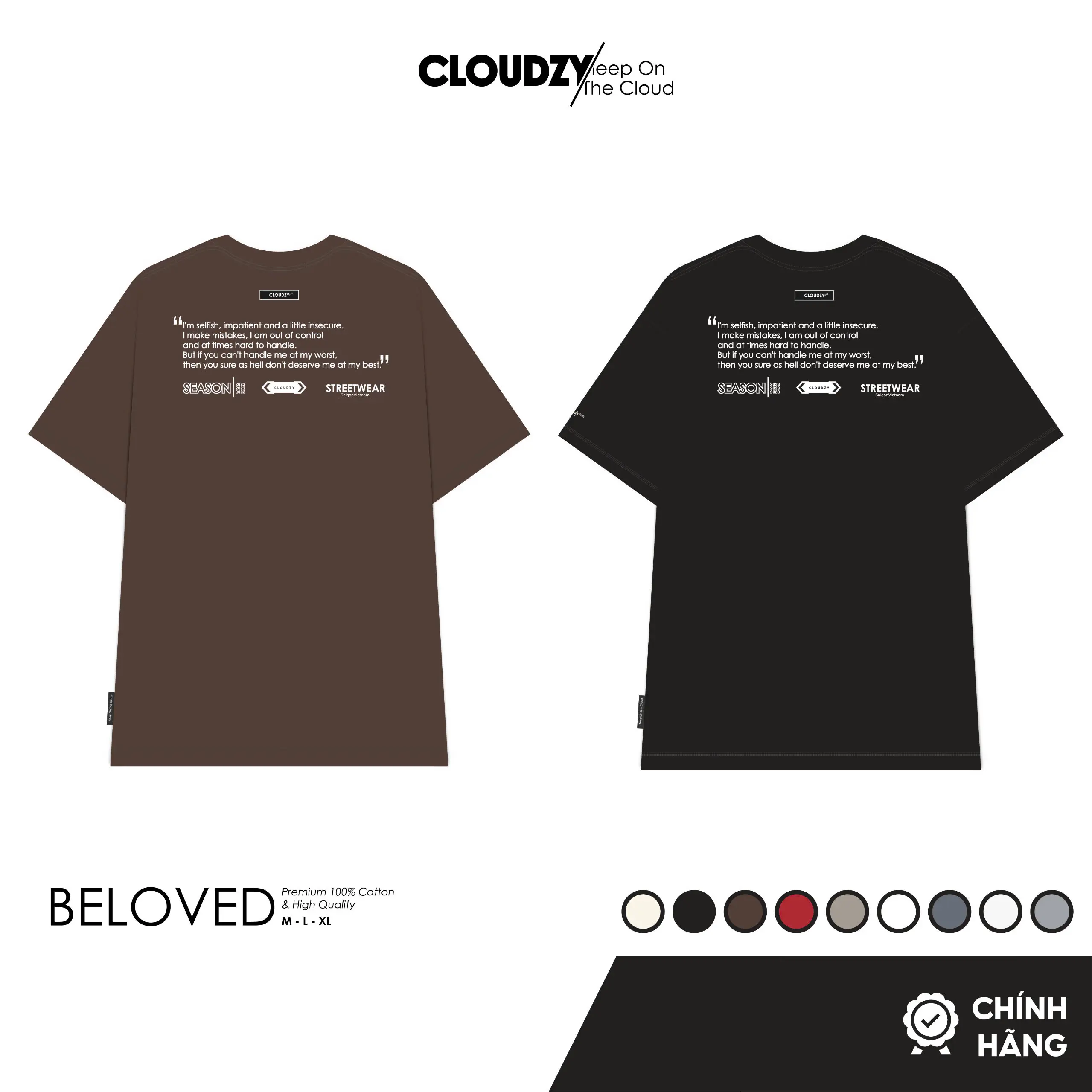 Áo thun nữ nam unisex tay lỡ phông local brand form rộng teen cổ tròn oversize cotton màu đen trắng tee CLOUDZY BE LOVED
