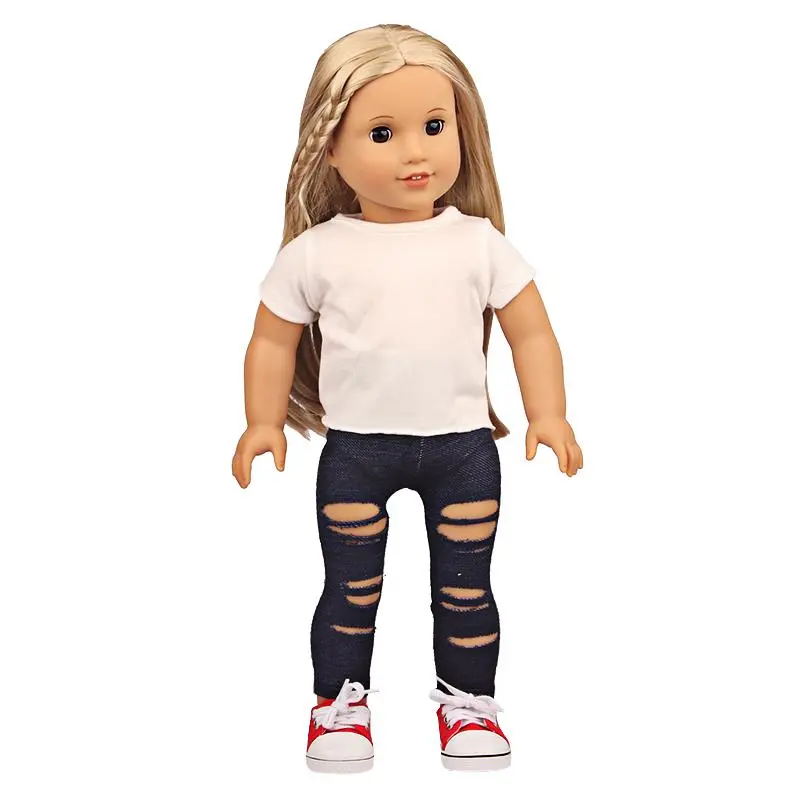 Solid Color Short Sleeve T-shirt for 18 Inch Doll, 1 Count Short Sleeve T-shirt, Fashionable Doll Accessories for Girls, Doll Accessories for Kids, Doll Clothes for Girls 5