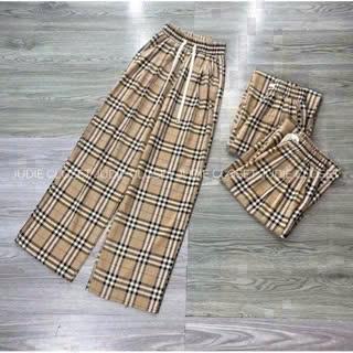 Quần dài nữ ống xuông cạp chun không dây rút phối sọc