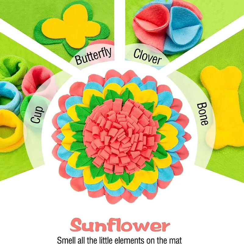 Flower Design Indestructible Pet Snuffle Mat, Pet Sniffing Pad, Pet Slow Feeding Mat, Interactive & Stress Relief Toy for Dogs, Dog & Cat Accessories, Valentine's Day Gift 2