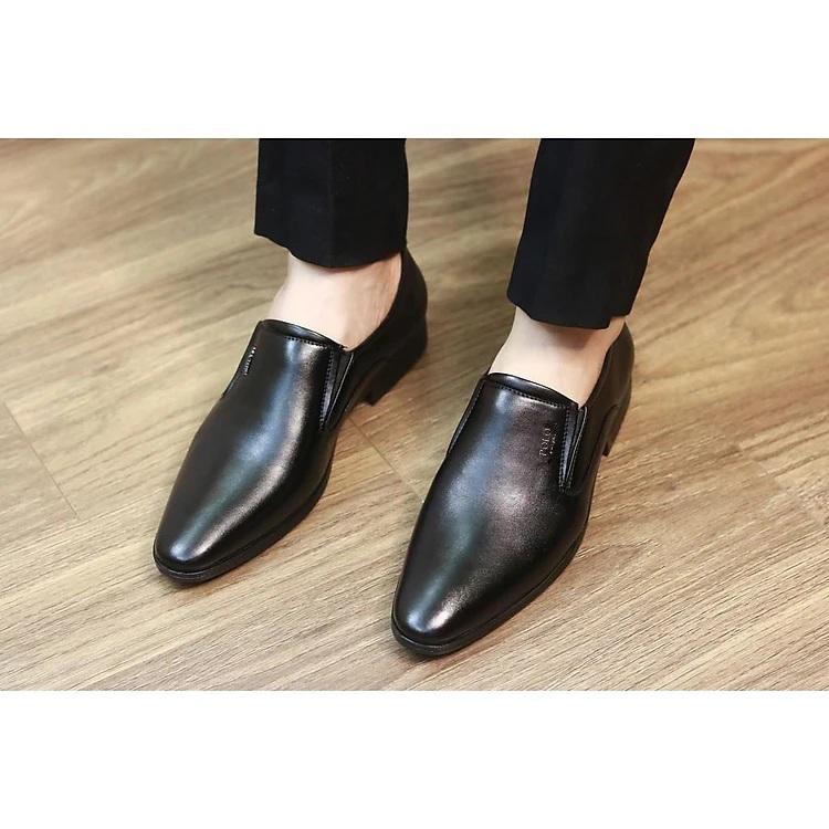 Giày Tây Nam, Công Sở Cao Cấp POLO, Đế Khâu Cao Su, Da PU, Phong Cách Hàn Quốc - Shoes Đế Bằng Đế Cao 3