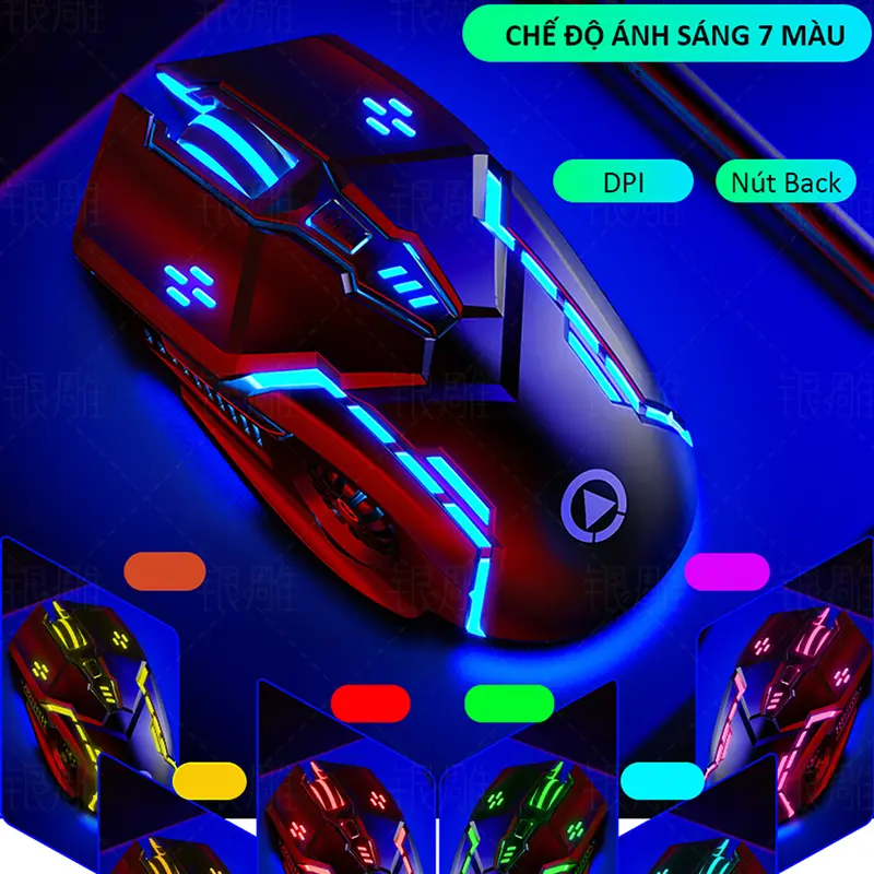 Chuột gaming máy tính có dây game thủ SIDOTECH G5 thiết kế công thái học 7 chế độ ánh sáng led rgb 4 cấp độ nhạy dpi 3200 dành cho game thủ chơi liên minh huyền thoại 5
