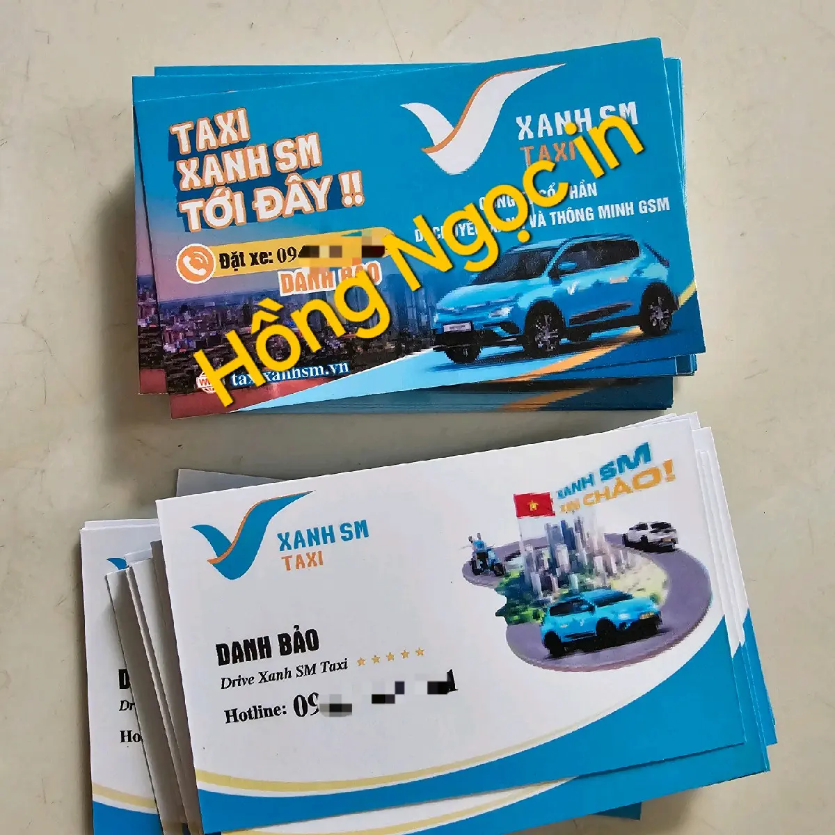 Danh Thiếp Card Visit Name card taxi gia đình, dịch vụ du lịch, cho thuê xe hoa, đưa đón sân bay In Theo Yêu Cầu Miễn Phí Thiết Kế in 2 mặt 90x52mm