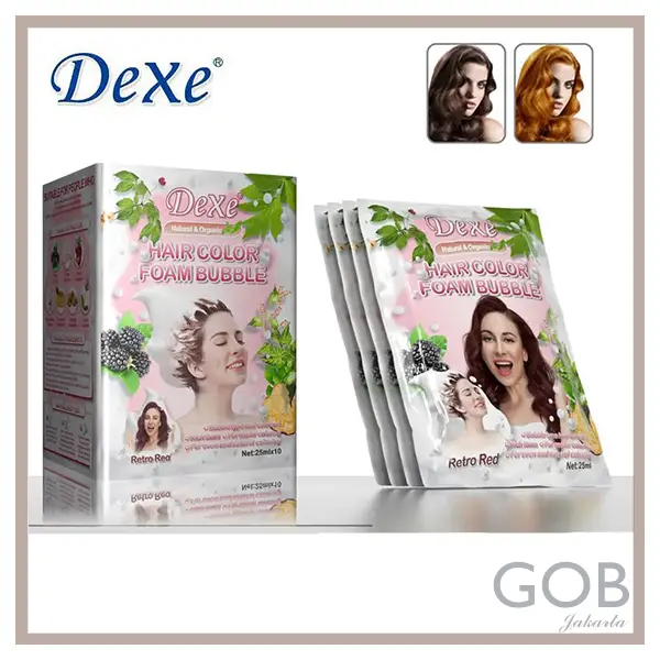 GOB - DeXe Hair Color Shampoo - Pewarna Semir Rambut Sampo Busa penghitam uban 7