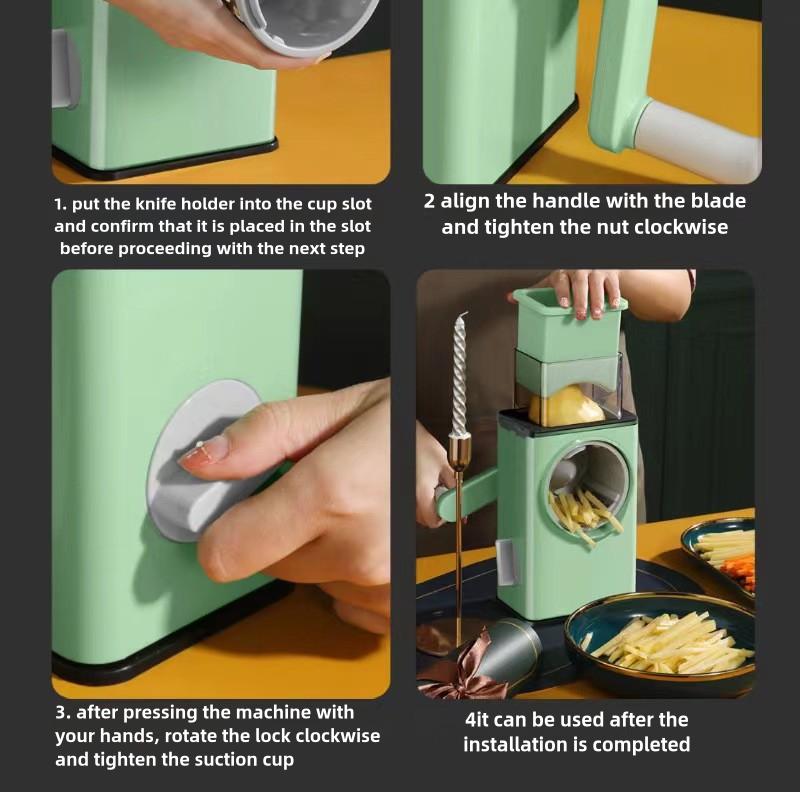 Product Introduction of Swirl Vegetable Cutter, Manual Food Chopper, Multi-functional Vegetable Slicer, Shredder & Grinder, Food-grade Material, Sturdy & Safe, Kitchenware for Home Use Utensils 7