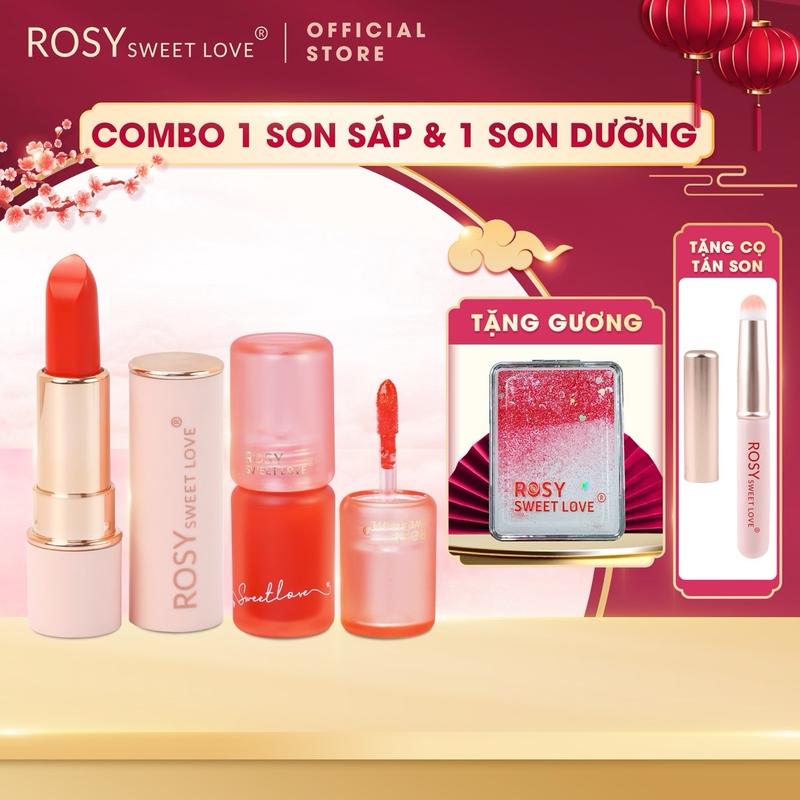 [TẶNG GƯƠNG + CỌ TÁN SON] Son Sáp Lì Rosy + Dưỡng Môi Vitamin E Đỏ Chính Hãng Bền Màu Đẹp Chất Lượng An Toàn Cho Mẹ Bầu Trang Điểm Son Môi Cosmetic Nữ Mỹ Phẩm Women