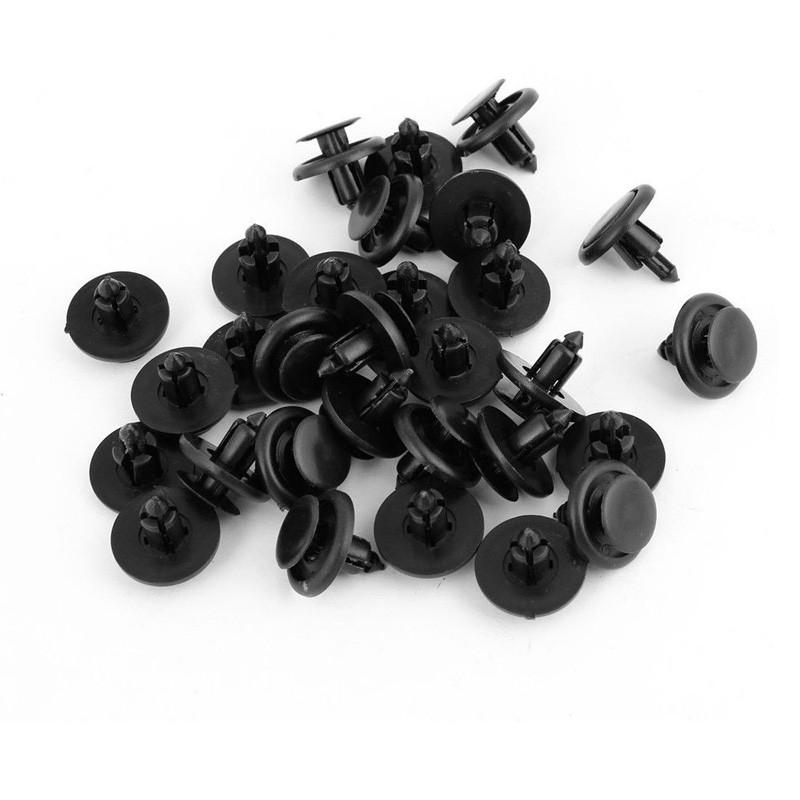 Chốt Đinh Tán Nhựa Màu Đen, 30 CÁI, Đường Kính 7Mm, Phụ Kiện Xe Hơi, Kẹp Chốt Chống Va Đập Xe 3