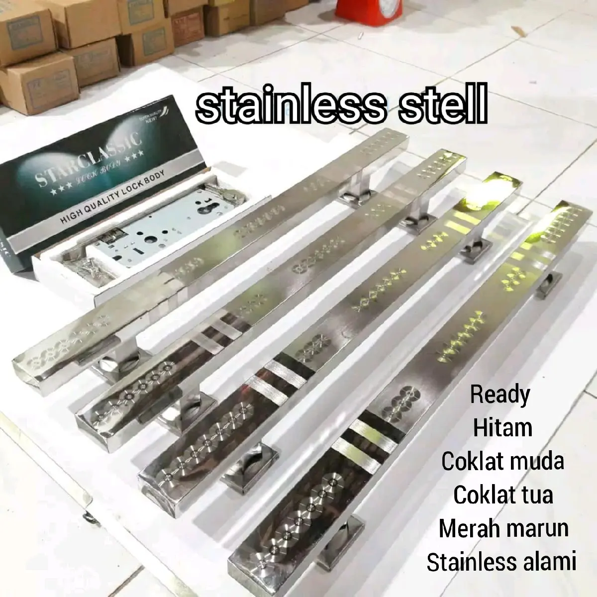 Fullset Gagang pintu rumah 1set kunci kupu Tarung 45cm 33cm - Handle Pintu Rumah STAINLESS Anti karat