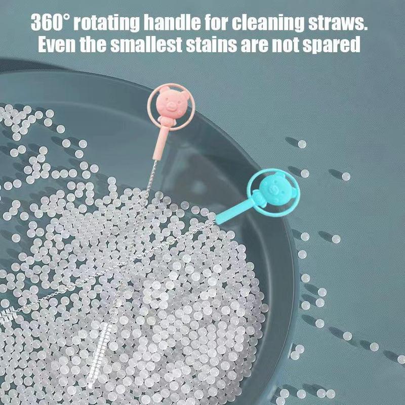 Product Introduction of Children Cartoon Straw Brush Baby Bottle Gravity Ball Straw Brush Nipple Cleaning Brush 1
