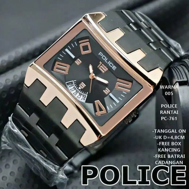 Jam Tangan Pria Analog POLICE Diameter 5cm Tanggal Aktif Anti Air Stanliess Stell Premium Anti Karat dan Anti Air Tahan air 5