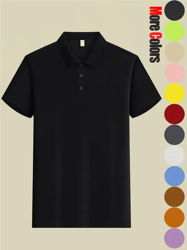 Men's Solid Color Short Sleeve Polo Shirt, Casual Breathable Quick Drying Collared T-Shirt for Summer, Fashion Men's Top for Daily Wear, Tropical 5