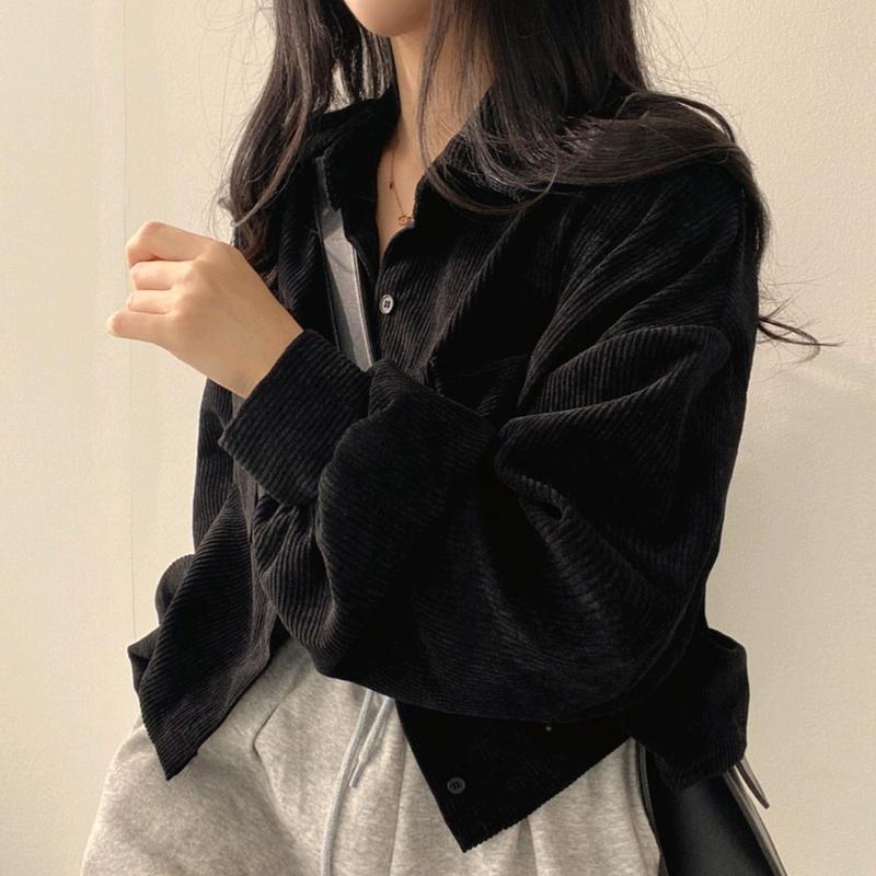 M FESYEN | JEYA JAKET WANITA KEKINIAN KOREAN STYLE | KEMEJA WANITA CROP TOP LENGAN PANJANG | OUTFIT WANITA KEKINIAN | OOTD KOREAN STYLE | OUTER WANITA | JAKET CORDUROY | JAKET OVERSIZE 8