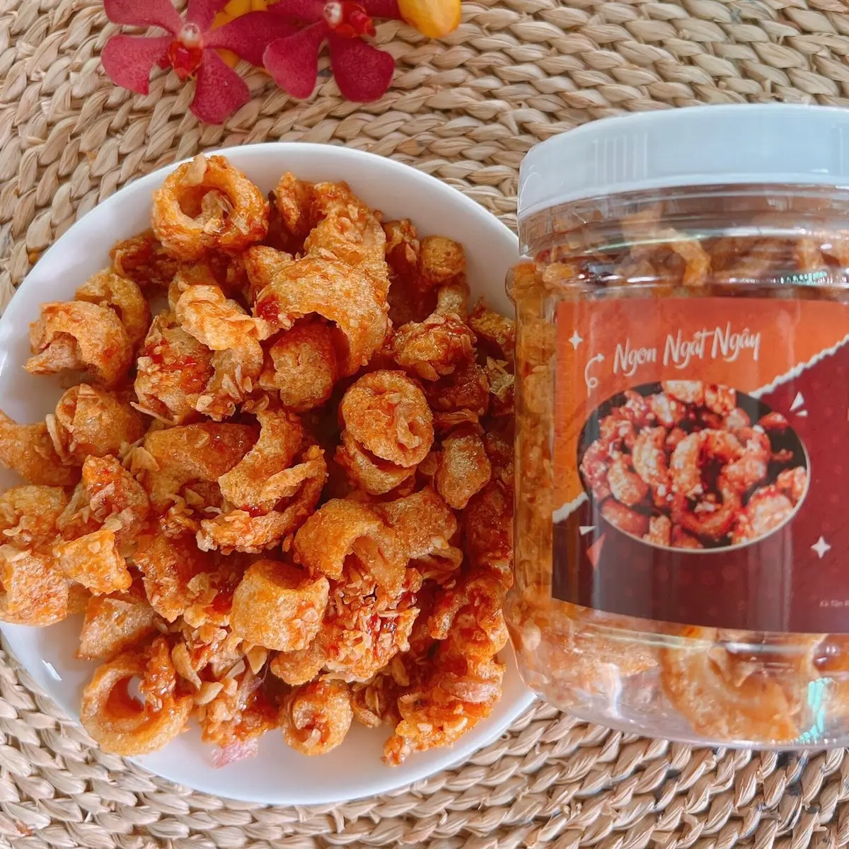 Da Heo Chiên Giòn Rim Mắm Tỏi Ớt Cay 150gram/1 hủ  Ăn Vặt,Mồi Nhắm Gia Vị Đậm Đà