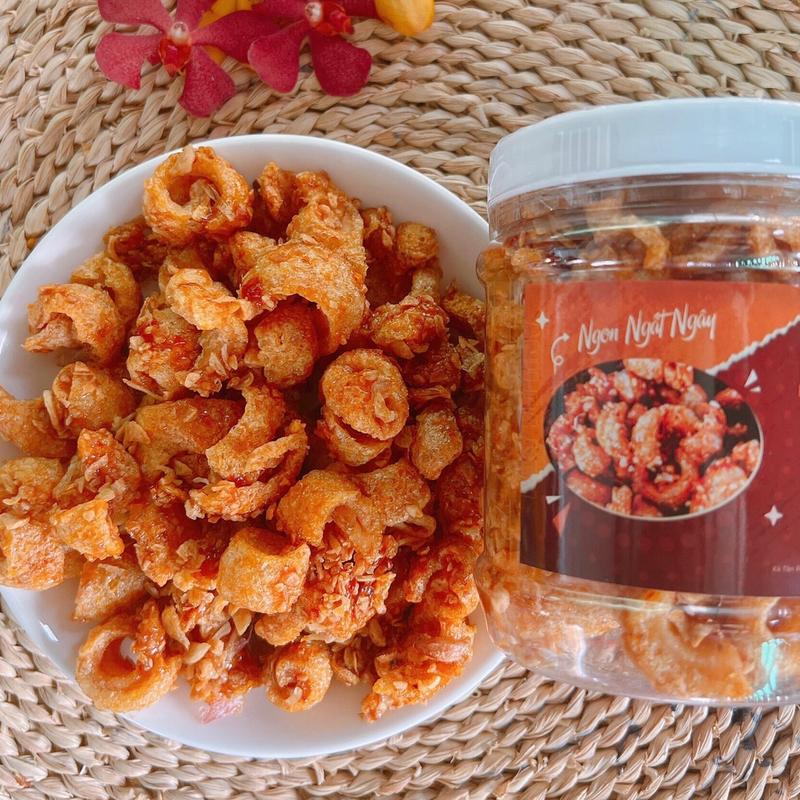 Da Heo Chiên Giòn Rim Mắm Tỏi Ớt Cay 150gram/1 hủ Ăn Vặt,Mồi Nhắm Gia Vị Đậm Đà
