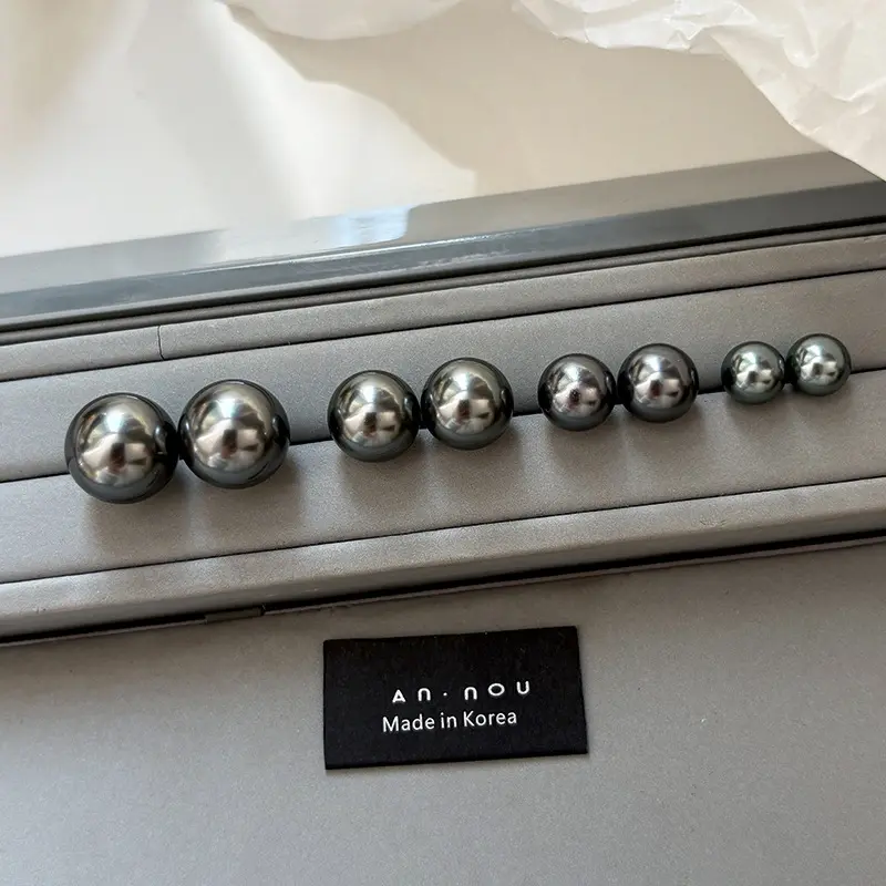 Bông Tai Đinh tán, Bạc Sterling Bạc Gai Dầu Cực Quang, Màu Xám Đen Ngọc Trai, Dành Cho Phụ Nữ, Thích Hợp Cho Mùa Thu Và Mùa Đông, Bông Tai Cao Cấp 2