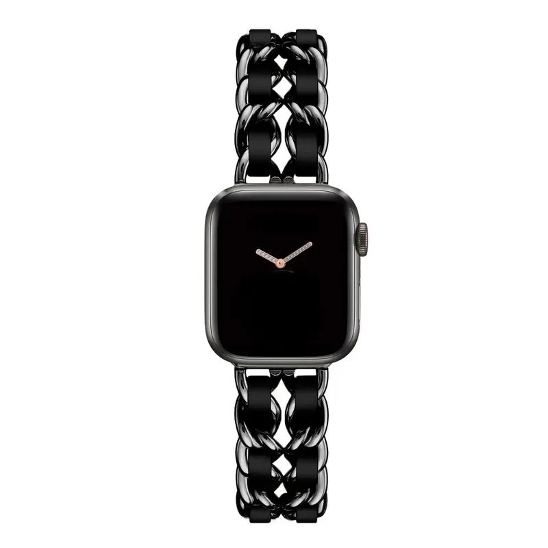 Dây Đeo Bằng Da Kim Loại Sang Trọng Cho Apple Watch, Dây Đeo 49Mm, 41Mm, 45Mm, 38Mm, 42Mm, 44Mm, 40Mm, Vòng Tay Nữ Cho IWatch Ultra 8 7 SE 6 5 4 Cao Su Smartwatch 7