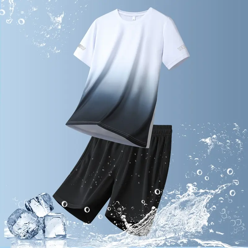 Sportswear men's summer fitness short-sleeved T-shirt men's quick-drying clothes running loose casual sportswear large size comfortable breathable Suits Human Formal Overalls Formal Wear Tropical