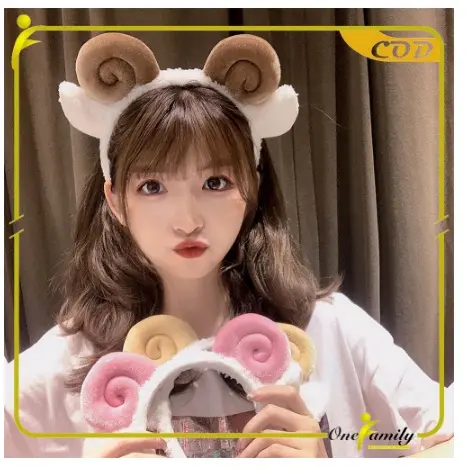BD056  Bando Bandana Korea Motif Tanduk Domba Lucu Bahan Lembut / Aksesoris Rambut Anak Wanita Headbands