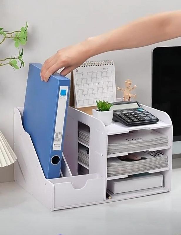 Kệ Đựng Tài Liệu, Công Văn, Hồ Sơ, Giấy Tờ A4, Kẹp File Để Bàn. Vật Liệu Gố Nhựa Chống Nước, Màu Trắng Tinh Tế, Gọn Gàng. kede banhoc