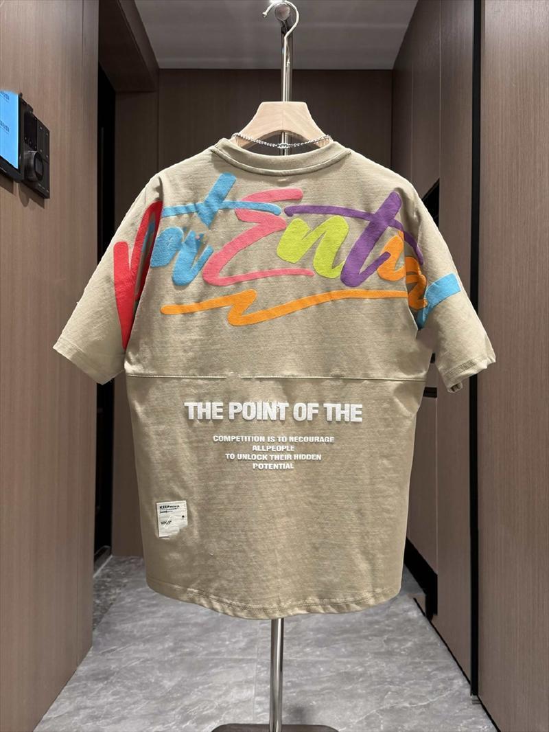 Product Introduction of NO.1 New Trendy Fashion Joker Loose Dovetail Base Men's Foam Embroidered Printed Couple Short Sleeve Casual Handsome Mature T-shirt 6