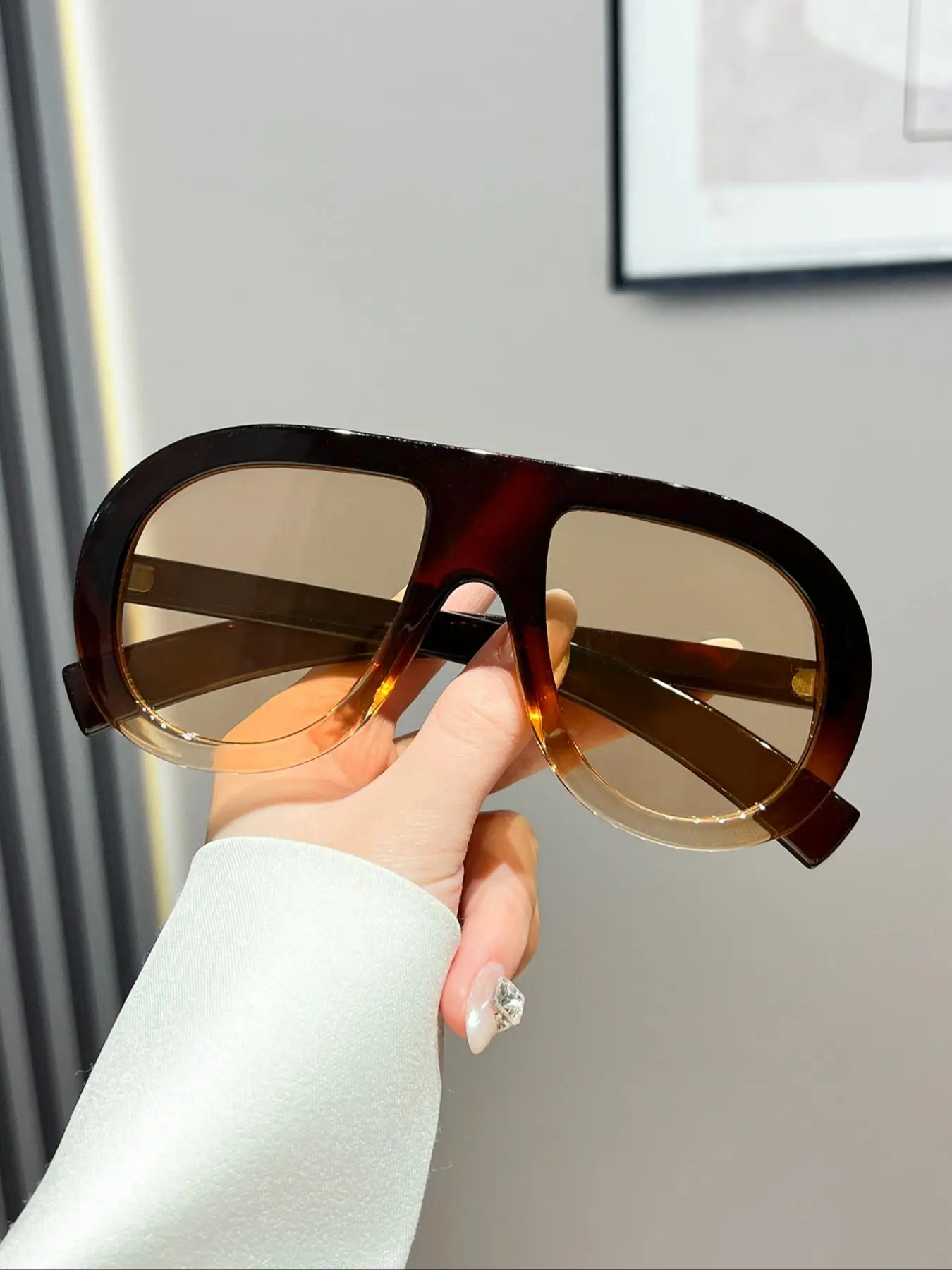 Vintage Large Size Sunglasses, Retro Outdoor Sports Sunglasses, Fashionable Pilot Sunglasses for Women, Summer Trendy Travel Accessories