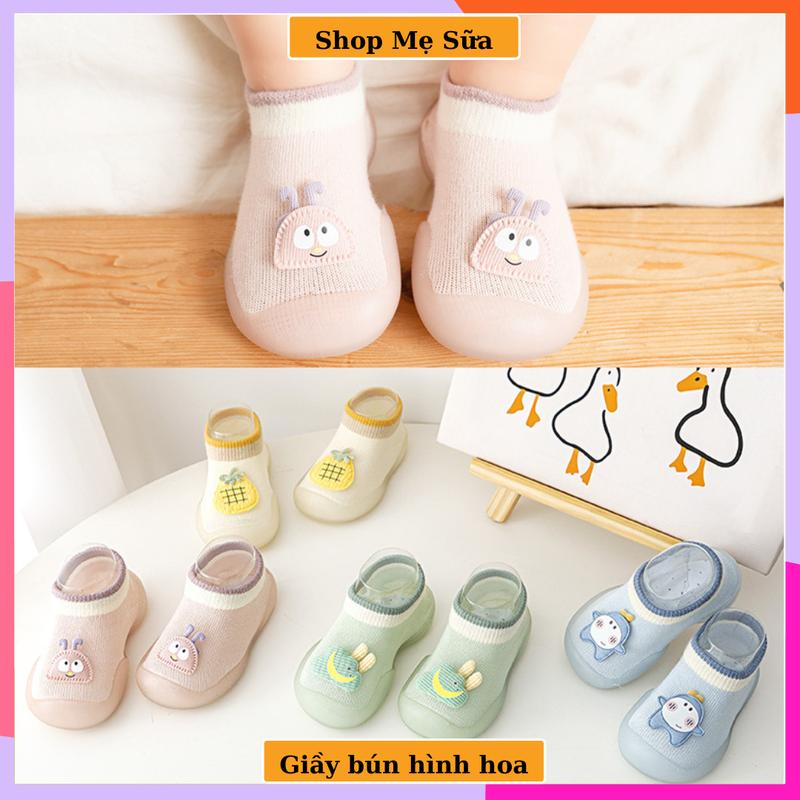  Giày Bún Đế Mềm Chống Trượt In Hình Hoa Nhí Hoạt Hình Dành Cho Bé Trai Gái Tập Đi từ 0-2 tuổi 
