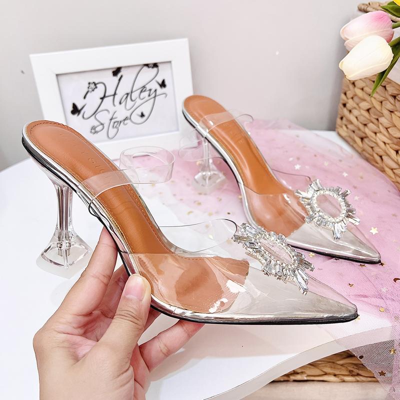 Product Introduction of (FORM NHỎ- LẤY LÊN 1 SIZE)Giày cao gót phale đá mặt trời bít mũi 9cm/7cm HALEY STORE mika trong suốt đi chơi đi tiệc đi làm đám cưới kỉ yếu 15
