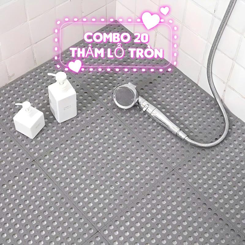  COMBO 20 Tấm thảm lót sàn nhựa chống trơn trượt nhà tắm kích thước 30cm x 30cm x 1cm Nhung  vị trí  ban công sân vườn 