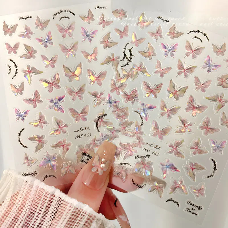 Sticker bướm lụa nổi 5D mẫu mới - phụ kiện dán nail 1