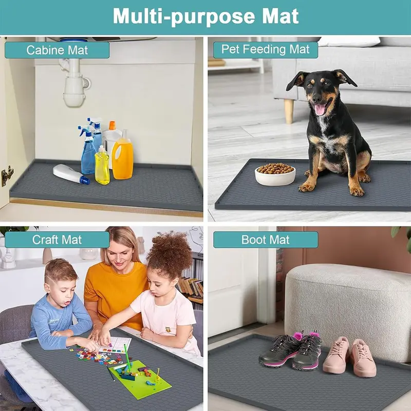 Silicone Sink Bottom Mat, 1 Count Kitchen Sink Waterproof Sink Mat, Cabinet Sink Protector for Home Kitchen Dining Room Bathroom 6