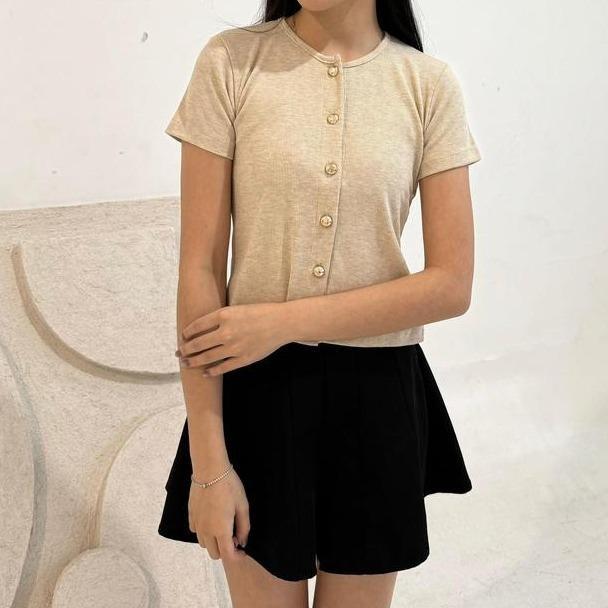 SALE CELVE - Evelyn Gold Button Knit Top (Blouse Atasan Rajut Kancing Emas Wanita Knit Basic Simple) 9