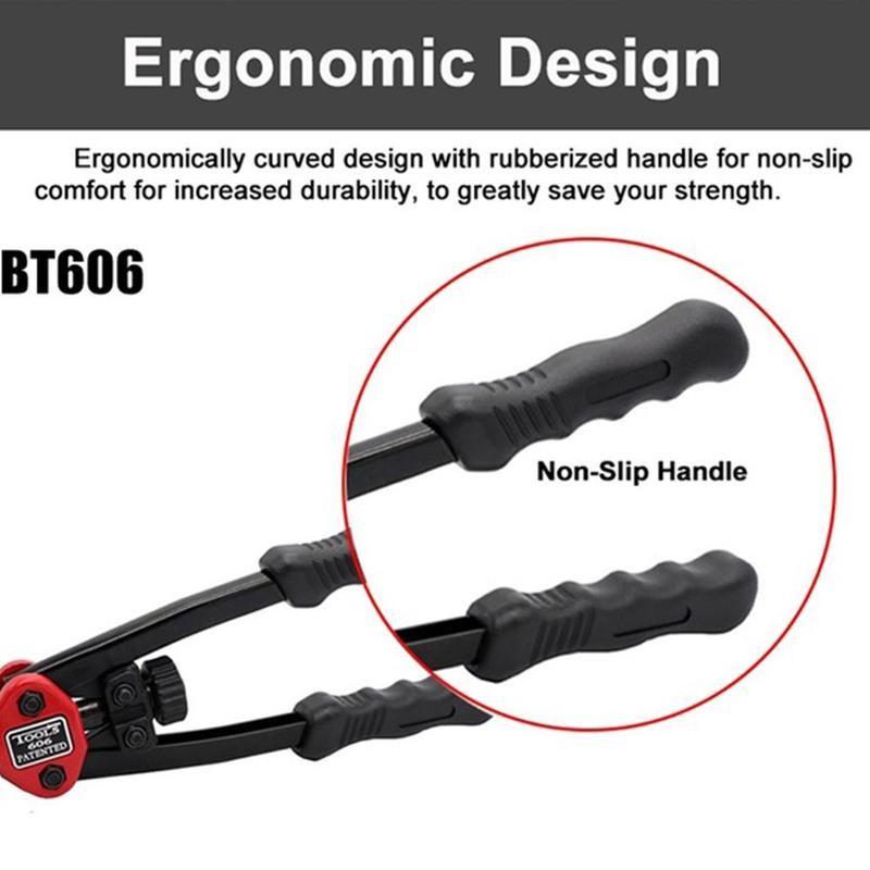 Product Introduction of BT-606 Manual Riveter Nut Tool For M3-M8 Hand Blind Riveter Gun Rivet Nut Pull Cap Auto Set Rivet Nut head 2